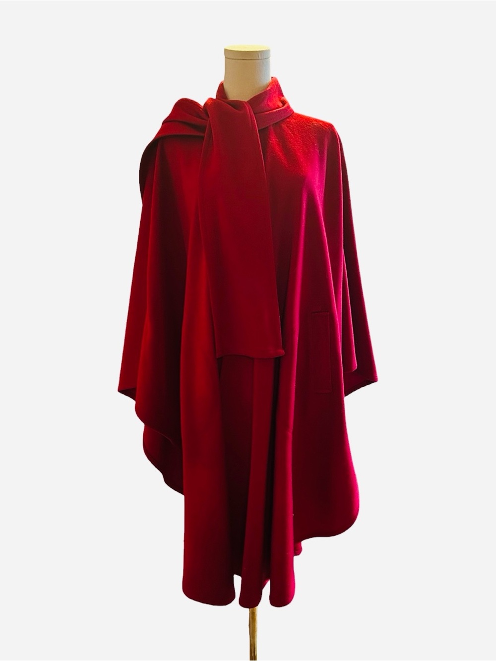 Vintage Mackintosh of New England Red Wool Blend Cape with Attached Scarf